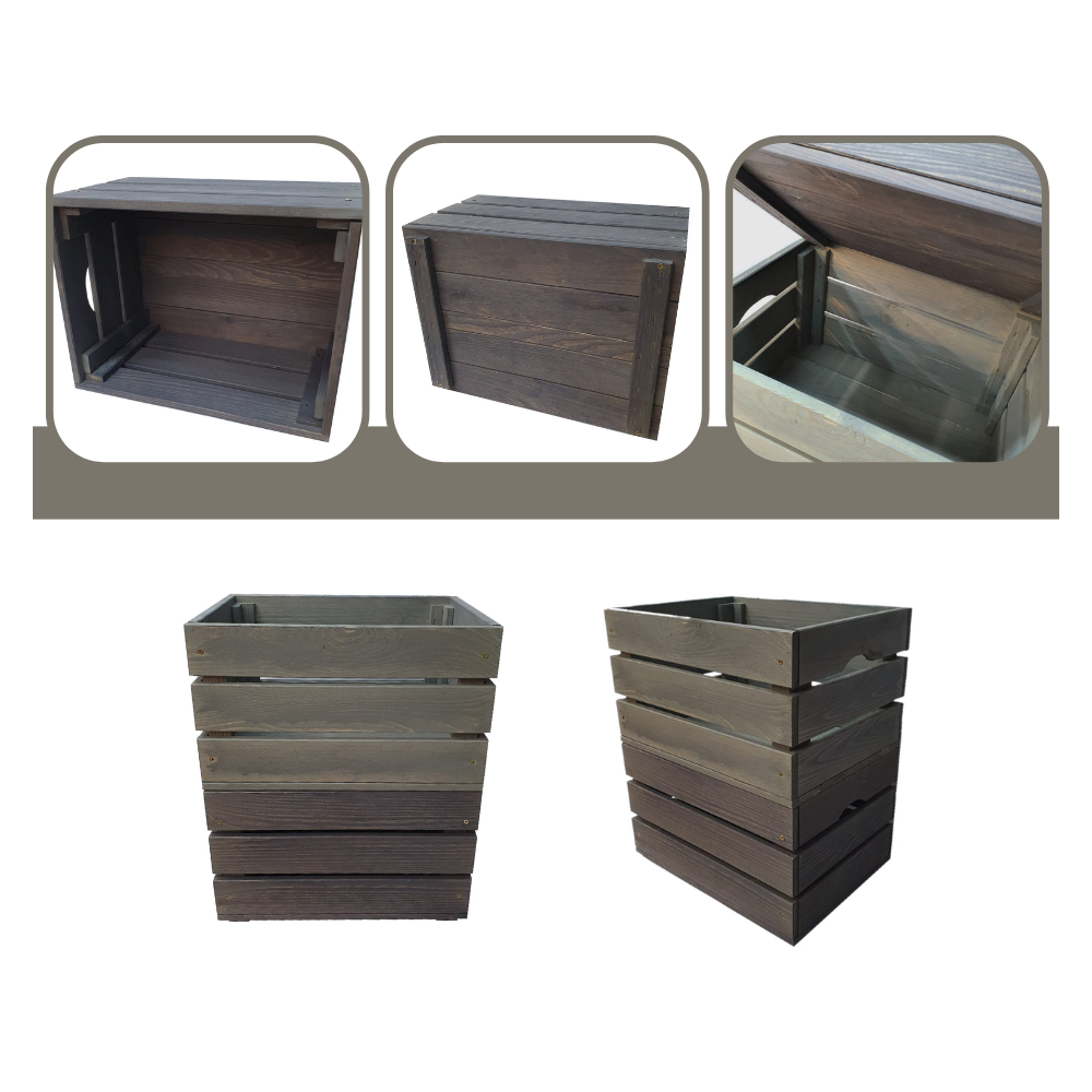 Drewniana skrzynka na owoce warzywa pudełko 60x40 z rączkami TRWAŁA DUŻA