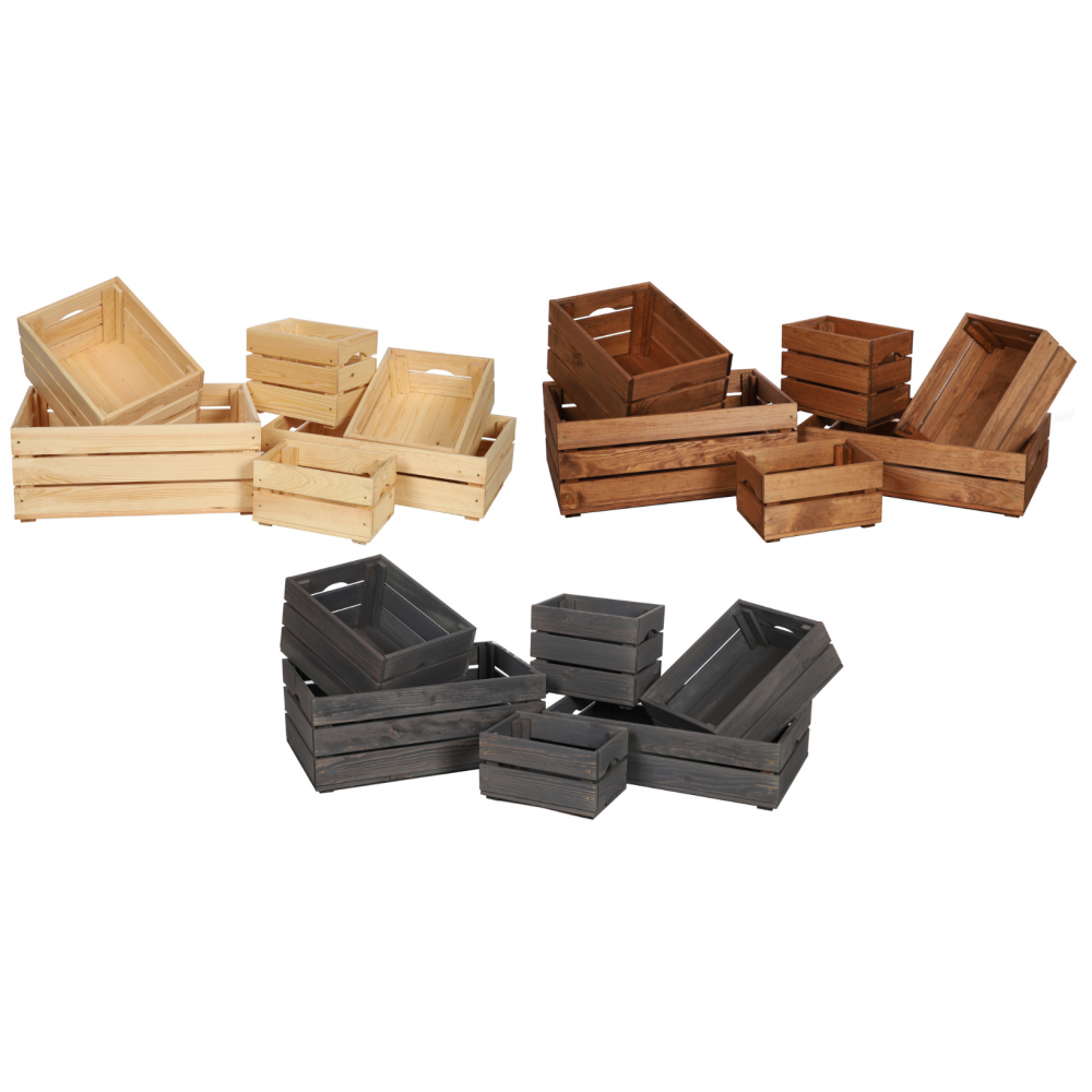 Drewniana skrzynka na owoce warzywa pudełko 60x40 z rączkami TRWAŁA DUŻA