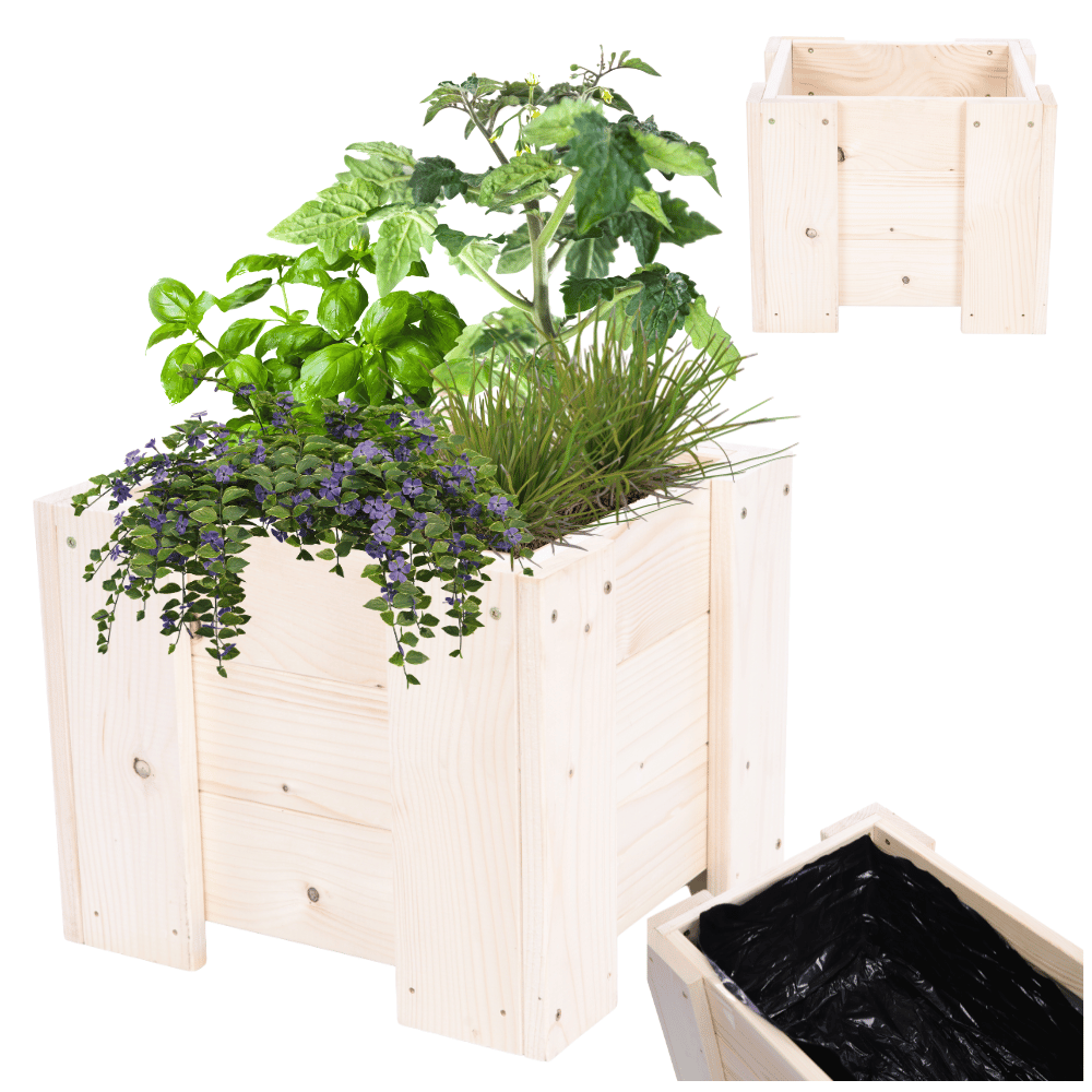 Donica drewniana ogrodowa IMPREGNAT doniczka na balkon szer. 30 cm FOLIA