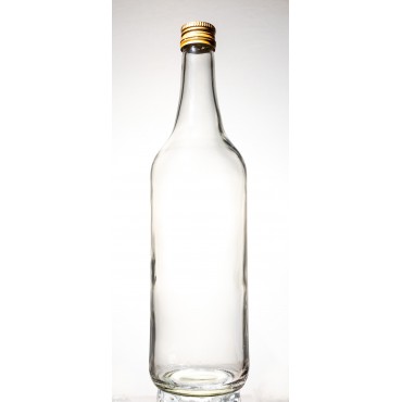 Butelka monopolowa 700 ml z gwintem fi 28 mm · złota nakrętka · Komplet 6 sztuk