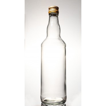 Transparentna butelka monopolowa 500 ml ze złotą zakrętką fi 28mm · 6 sztuk