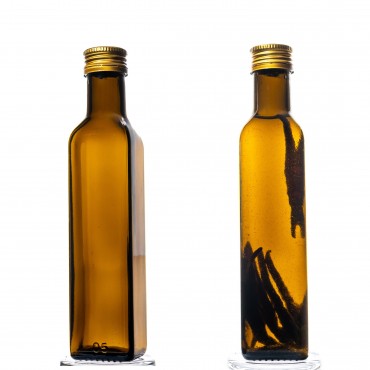 Oliwkowa butelka Marasca 250 ml · fi 31,5 mm · złota nakrętka · zestaw 6 egzemplarzy