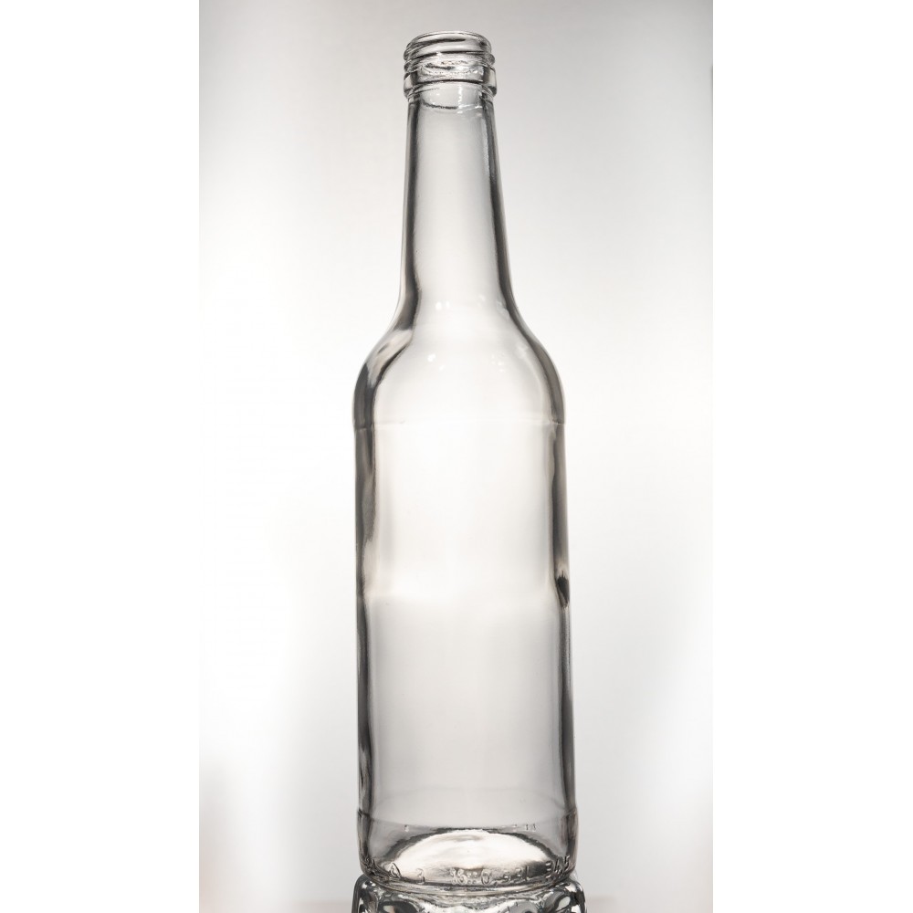 Przezroczysta butelka 330 ml ze złotą zakrętką fi 28mm · 6 sztuk