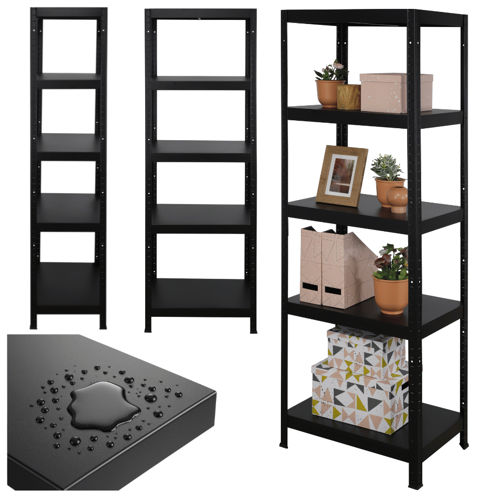 Regał cały metalowy 180x60x40 stojak warsztatowy 130kg/p magazynowy czarny