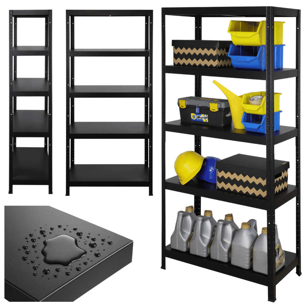 Regał cały metalowy 180x80x40 stojak warsztatowy 130kg/p magazynowy czarny