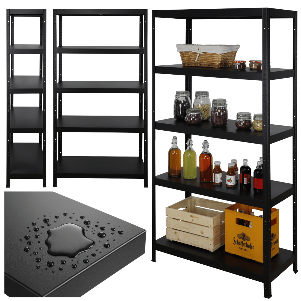 Regał cały metalowy 180x90x40 stojak warsztatowy 130kg/p magazynowy czarny