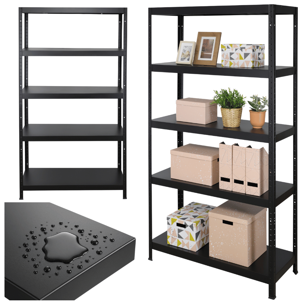 Regał cały metalowy 180x100x40 stojak warsztatowy 130kg/p magazynowy czarny