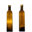 Kwadratowa zielona butelka 500 ml ze złotą nakrętką fi 31,5 mm · Komplet 6 sztuk