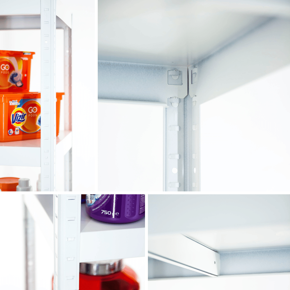 Regał cały metalowy 180x60x40 stojak warsztatowy 130kg/p magazynowy biały