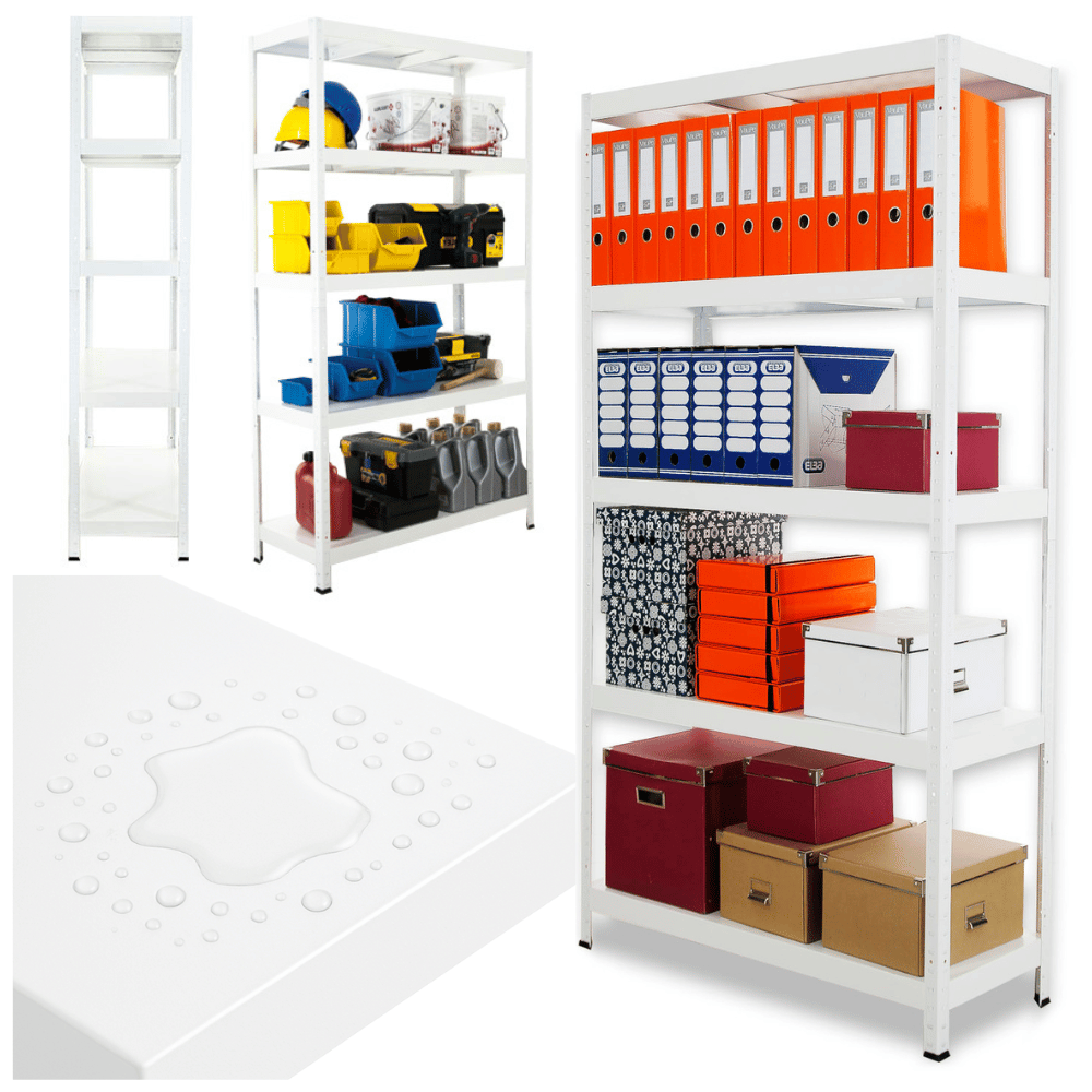 Regał cały metalowy 180x80x40 stojak warsztatowy 130kg/p magazynowy biały