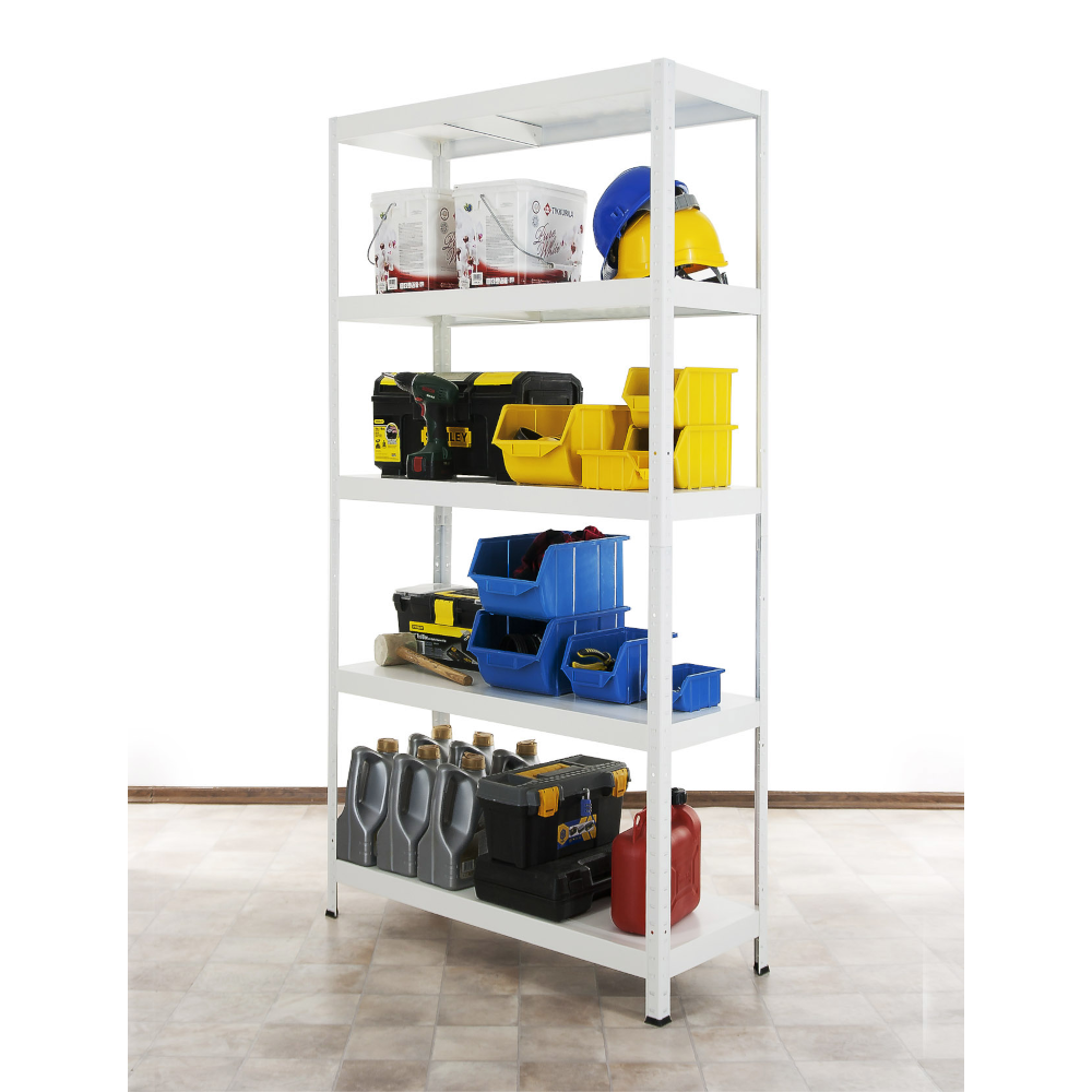 Regał cały metalowy 180x80x40 stojak warsztatowy 130kg/p magazynowy biały