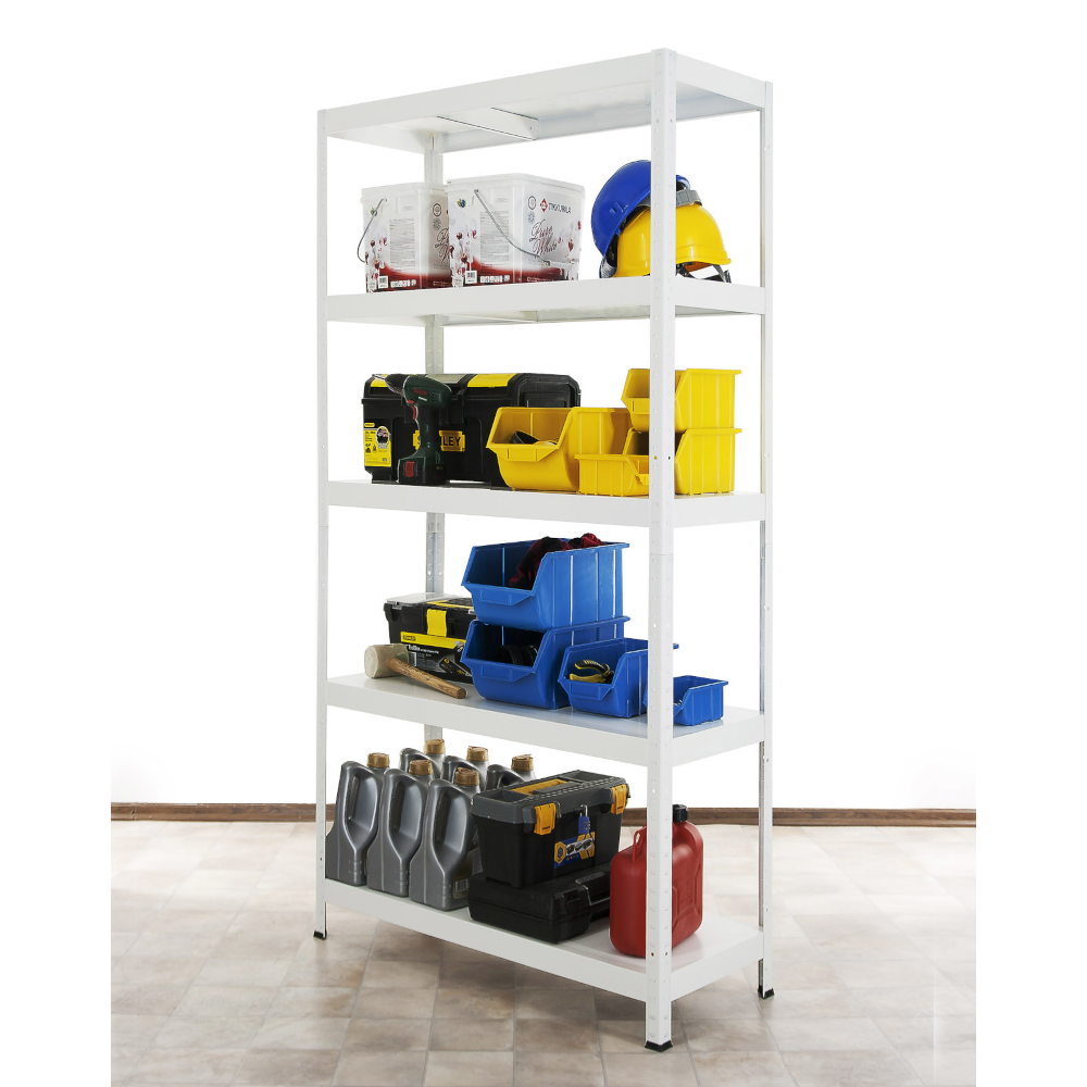 Regał cały metalowy 180x90x40 stojak warsztatowy 130kg/p magazynowy biały