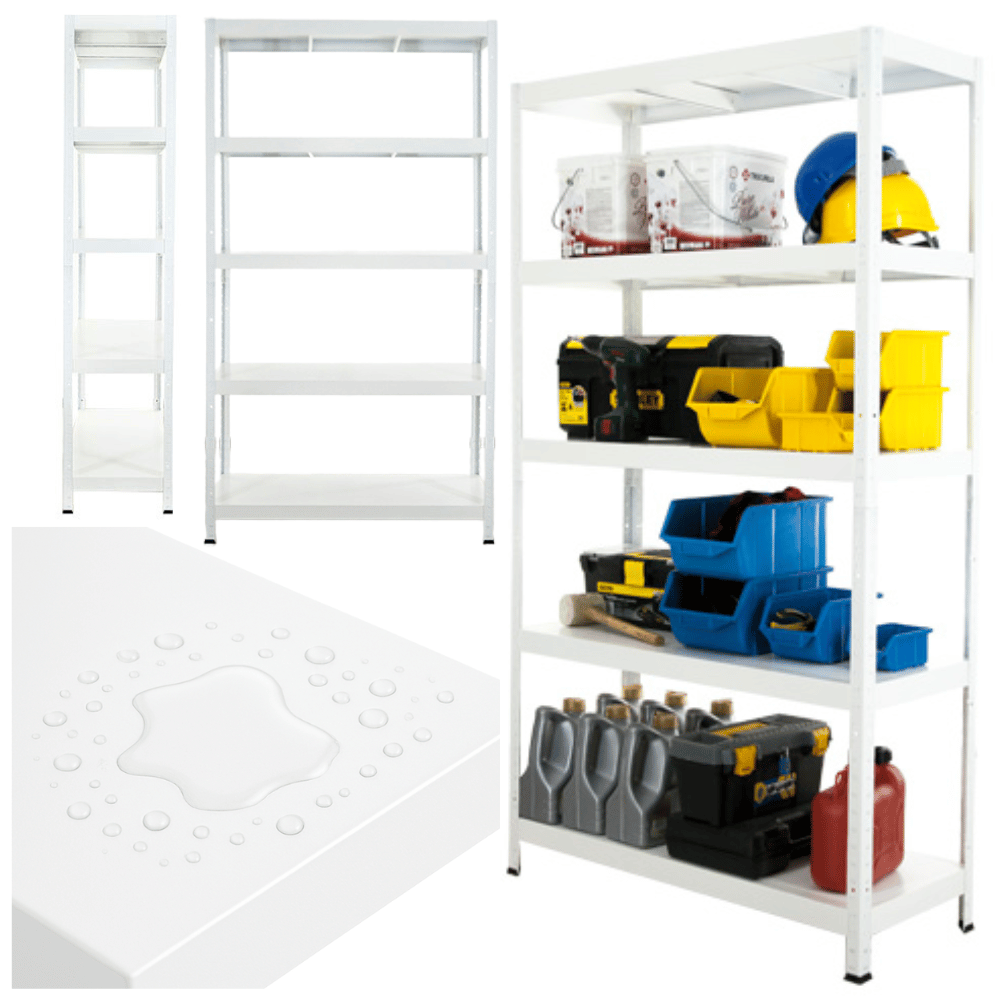 Regał cały metalowy 180x100x40 stojak warsztatowy 130kg/p magazynowy biały