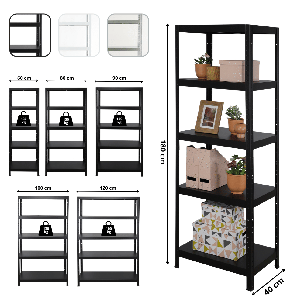 Regał cały metalowy 180x100x40 stojak warsztatowy 130kg/p magazynowy biały