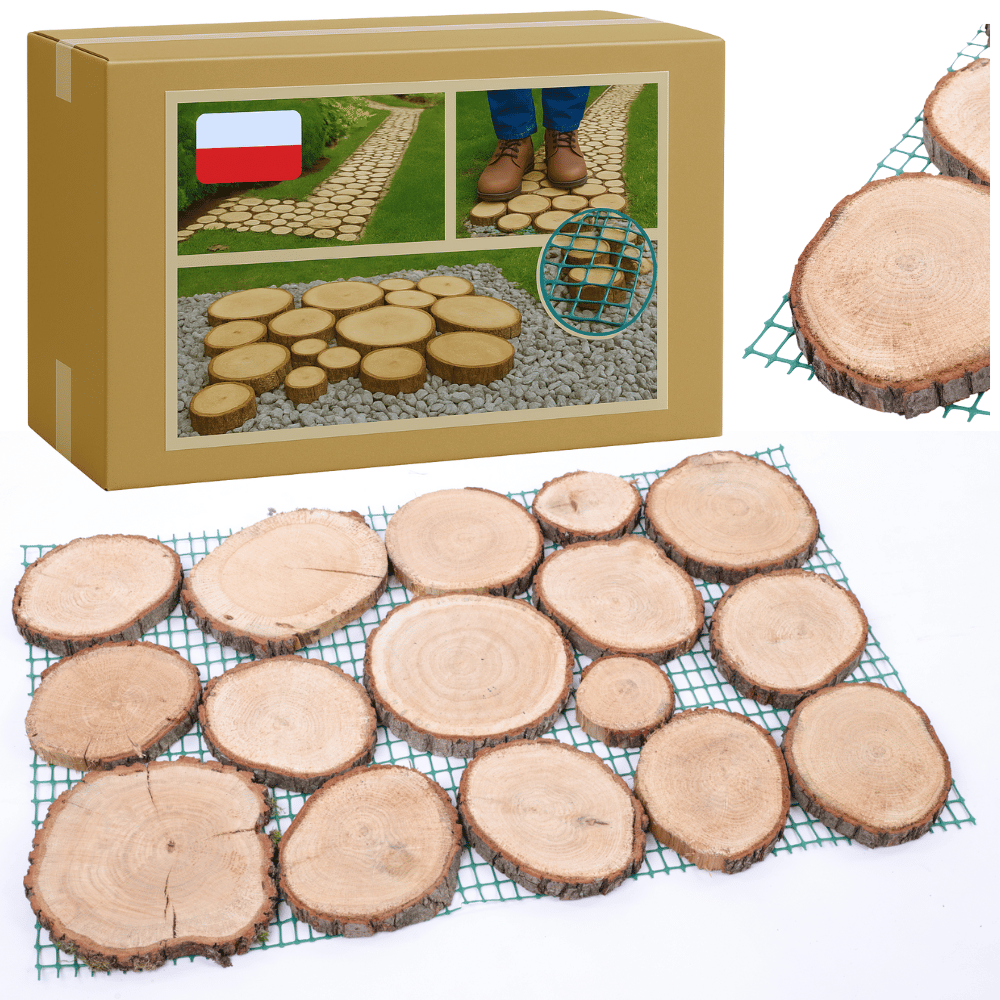 Ścieżka ogrodowa 80x50X2 cm chodnik plastry drewna DĄB ścieżki EKO DREWNO