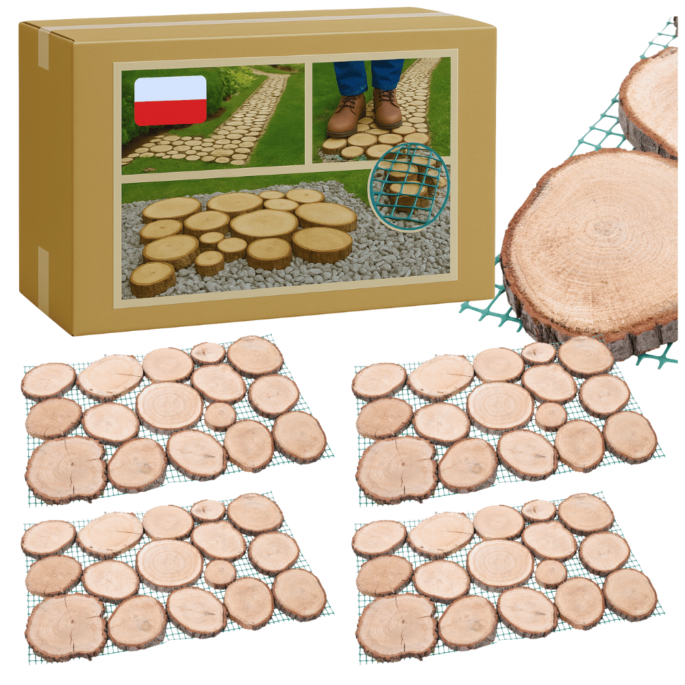 Ścieżka ogrodowa 80x50X2 cm chodnik plastry drewna DĄB ścieżki EKO DREWNO X4