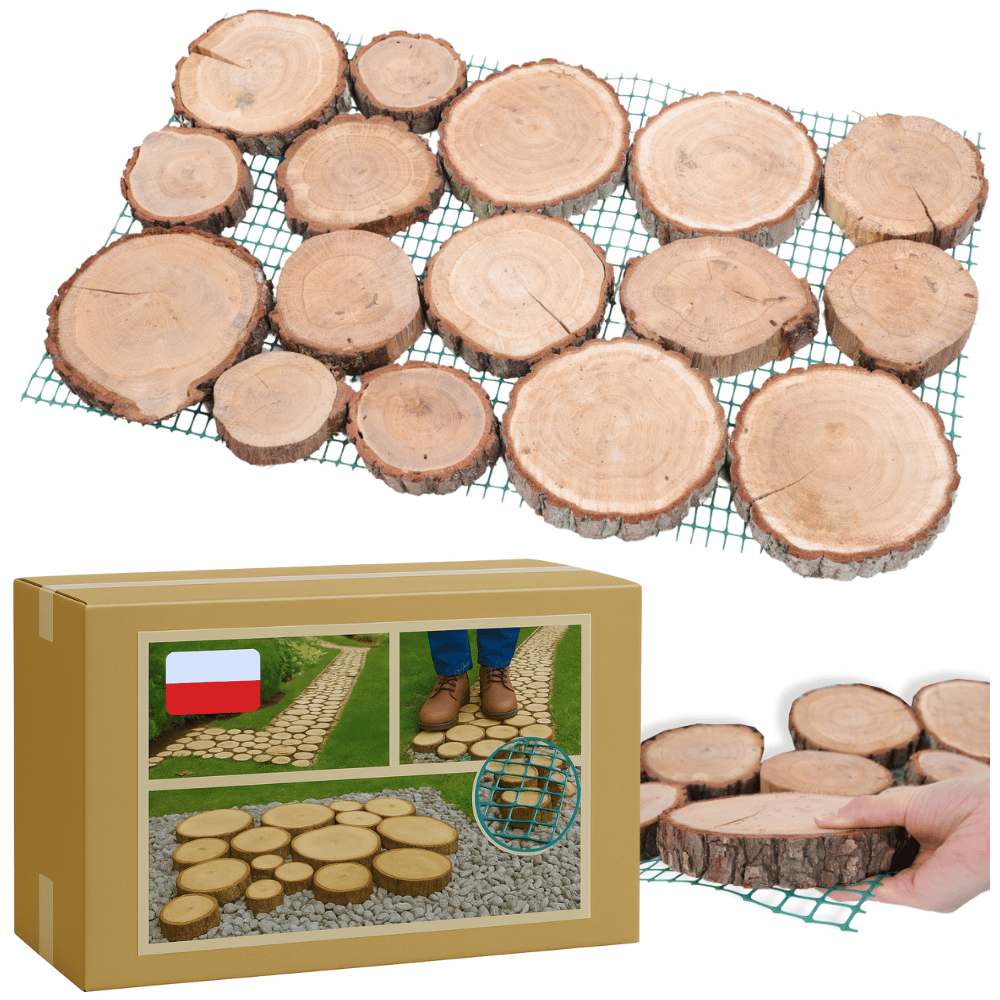 Ścieżka ogrodowa 80x50X3 cm chodnik plastry drewna DĄB ścieżki EKO DREWNO