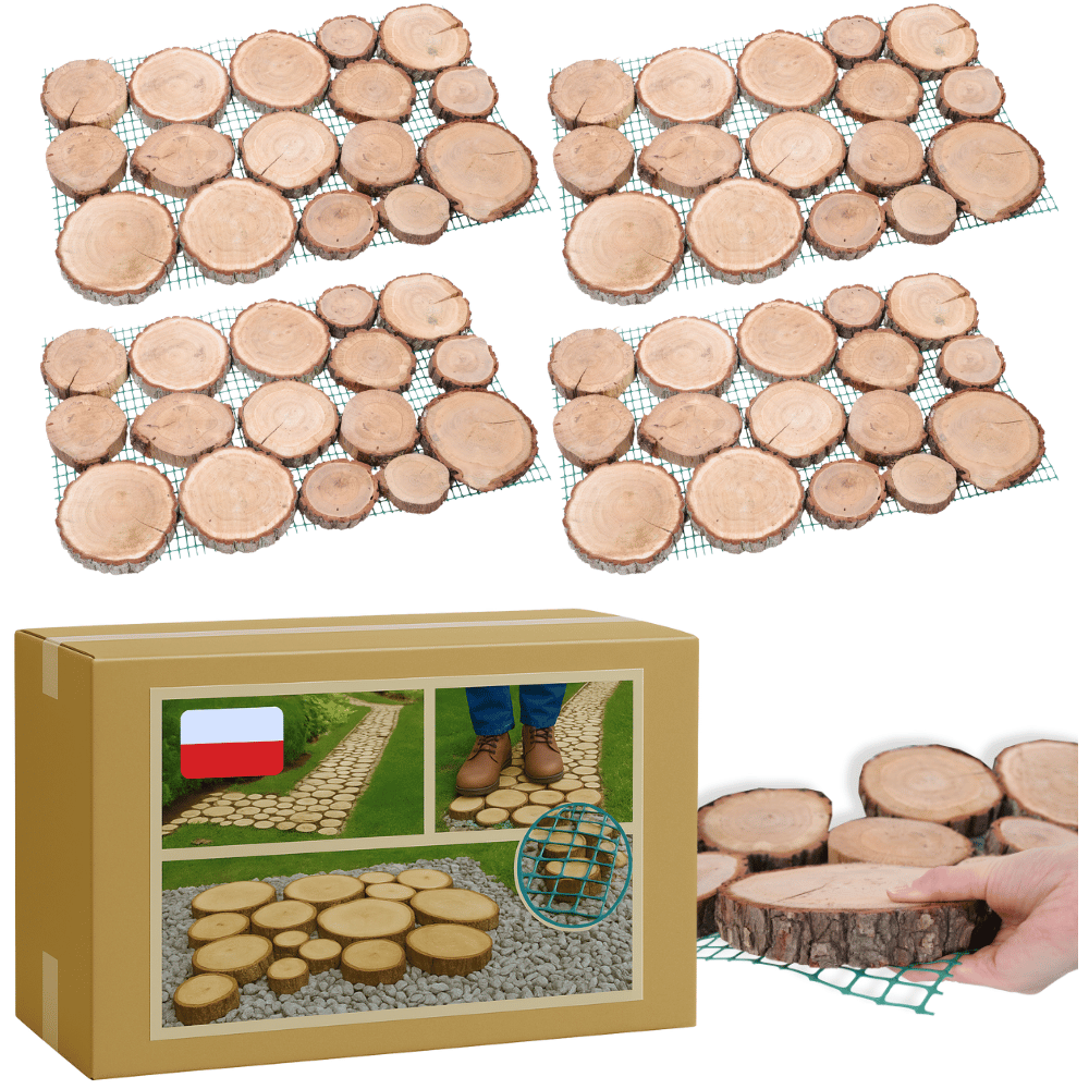 Ścieżka ogrodowa 80x50X3 cm chodnik plastry drewna DĄB ścieżki EKO DREWNO X4