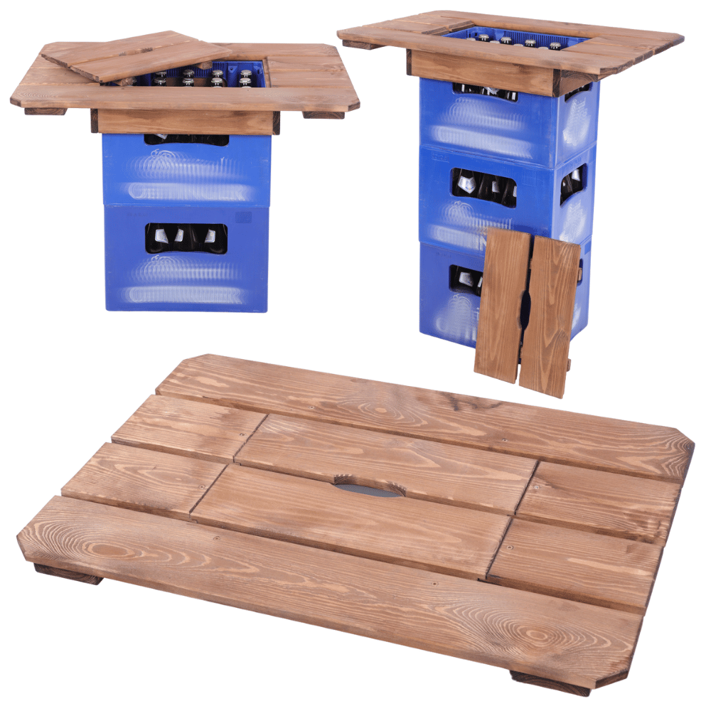 Blat na skrzynkę piwa drewniany stół plenerowy z pokrywą turystyczny EKO