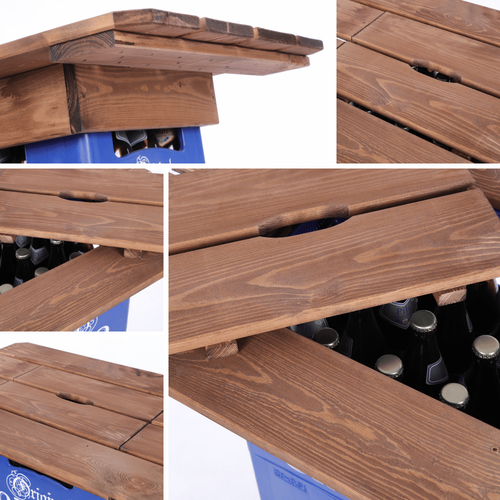 Blat na skrzynkę piwa drewniany stół plenerowy z pokrywą turystyczny EKO