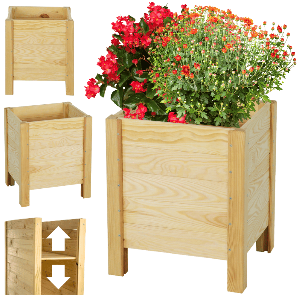 Drewniana donica doniczka zielnik osłonka REGULOWANE DNO 40X34X30 cm EKO