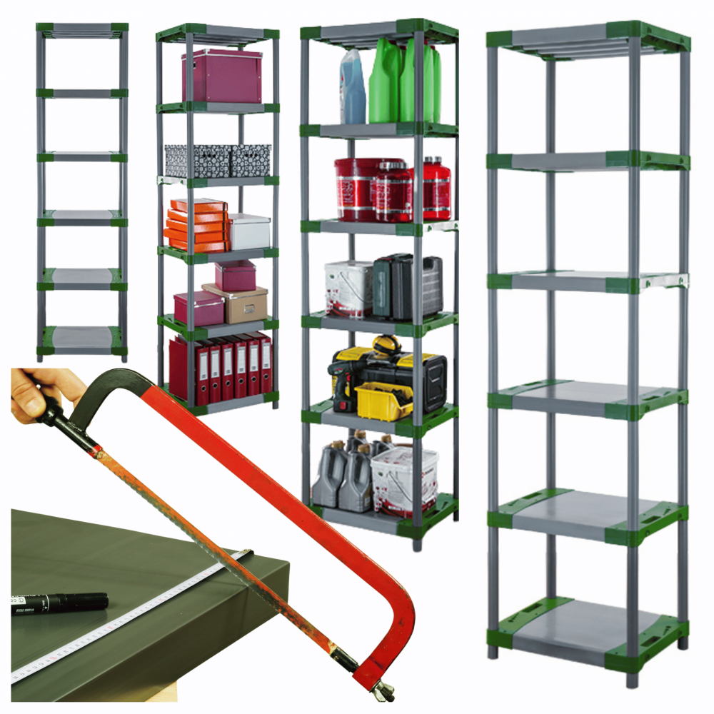 Stojak z plastiku tworzywa do piwnicy 222x50x46 cm ECO WODOODPORNY MODUŁOWY