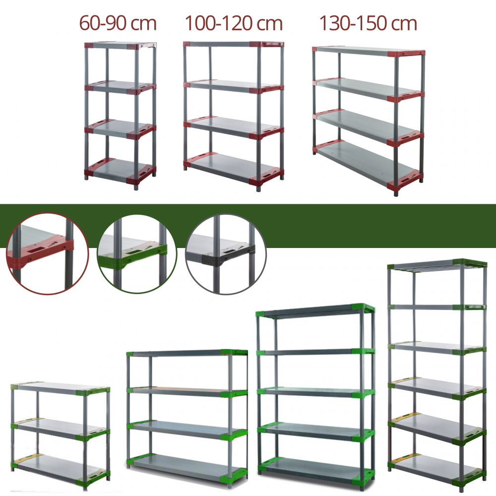 Stojak plastikowy do piwnicy regał WZMOCNIONY 98x50x46 cm 97%RECYKLING ECO