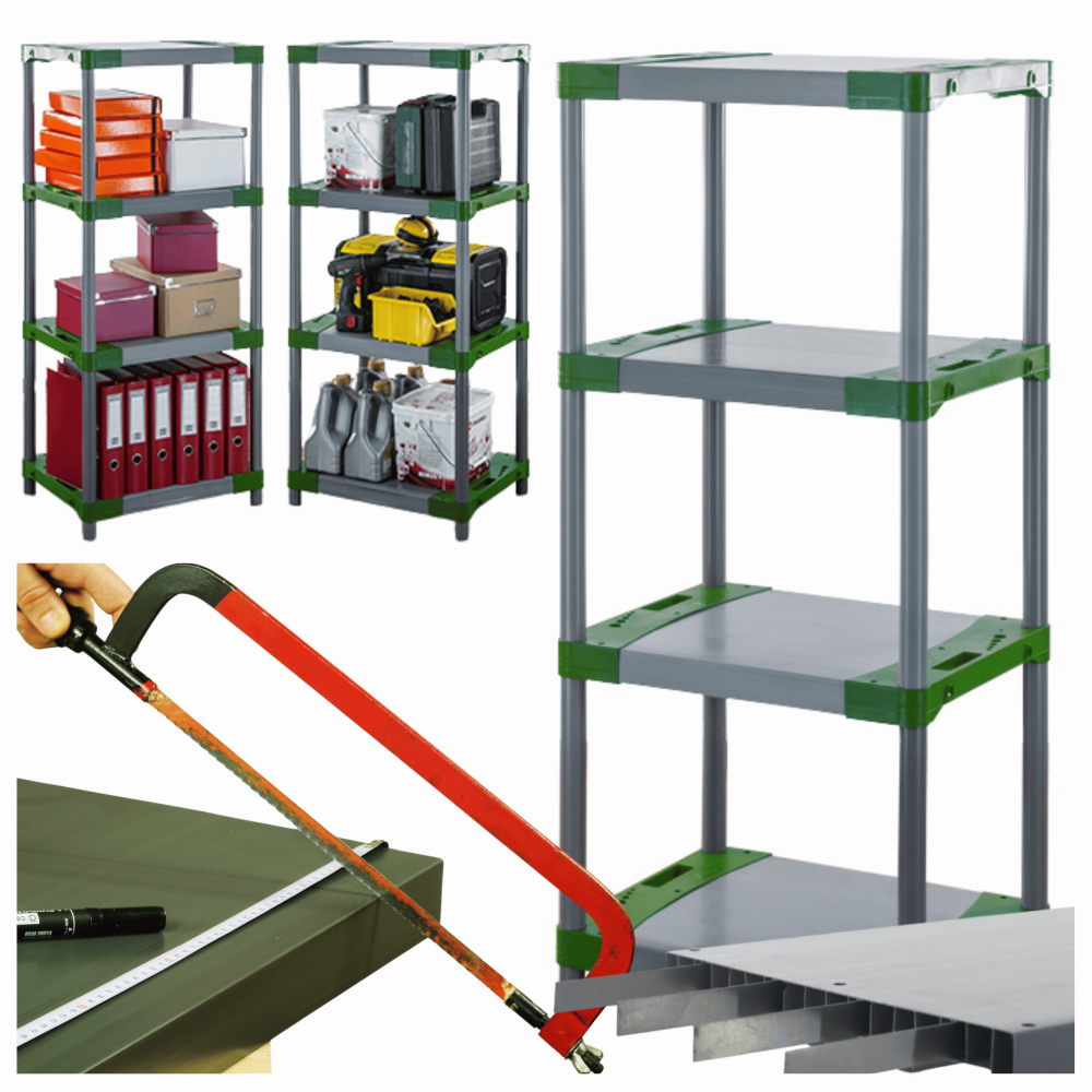 Stojak plastikowy WZMOCNIONY regał z tworzywa 138x50x46 cm 97%RECYKLING ECO