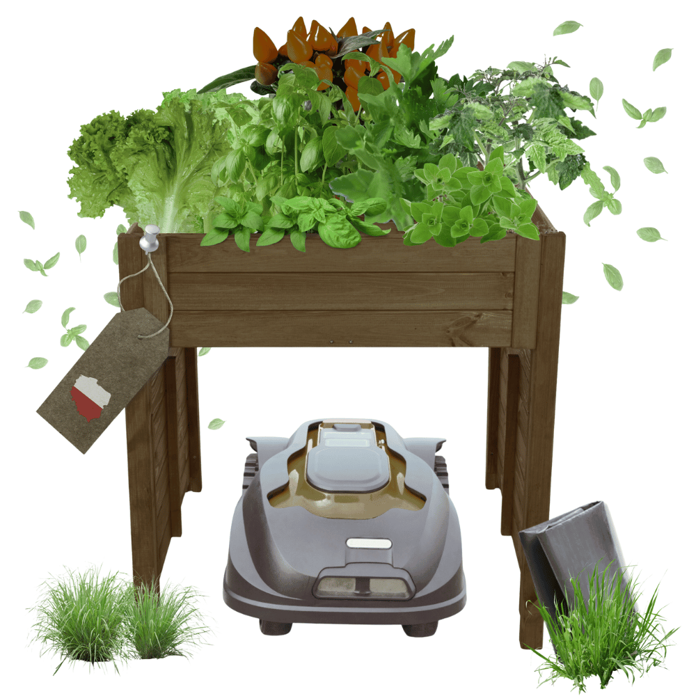 GARAŻ DLA ROBOTA KOSZĄCEGO zadaszenie dla kosiarki DREWNIANY 2W1 DONICA ECO