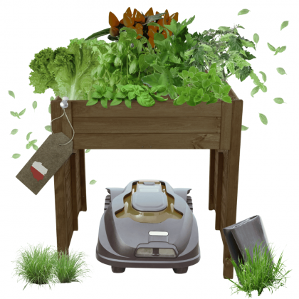 GARAŻ DLA ROBOTA KOSZĄCEGO zadaszenie dla kosiarki DREWNIANY 2W1 DONICA ECO