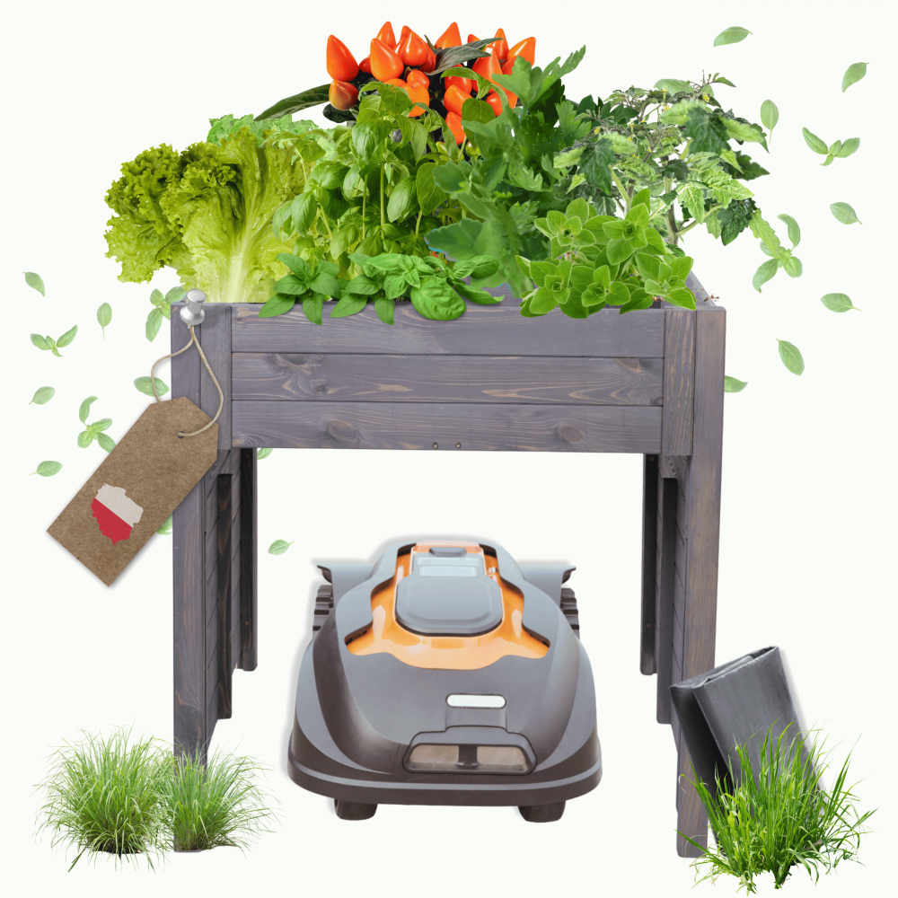 GARAŻ DLA ROBOTA KOSZĄCEGO zadaszenie dla kosiarki DREWNIANY 2W1 DONICA ECO