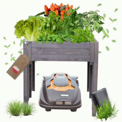 GARAŻ DLA ROBOTA KOSZĄCEGO zadaszenie dla kosiarki DREWNIANY 2W1 DONICA ECO