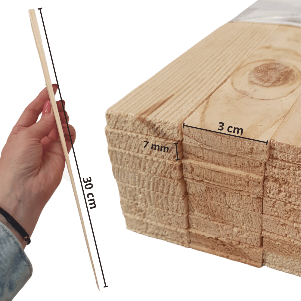 DREWNIANE ETYKIETY ZNACZNIKI DO ROŚLIN TABLICZKI kliny montażowe 6x42 szt