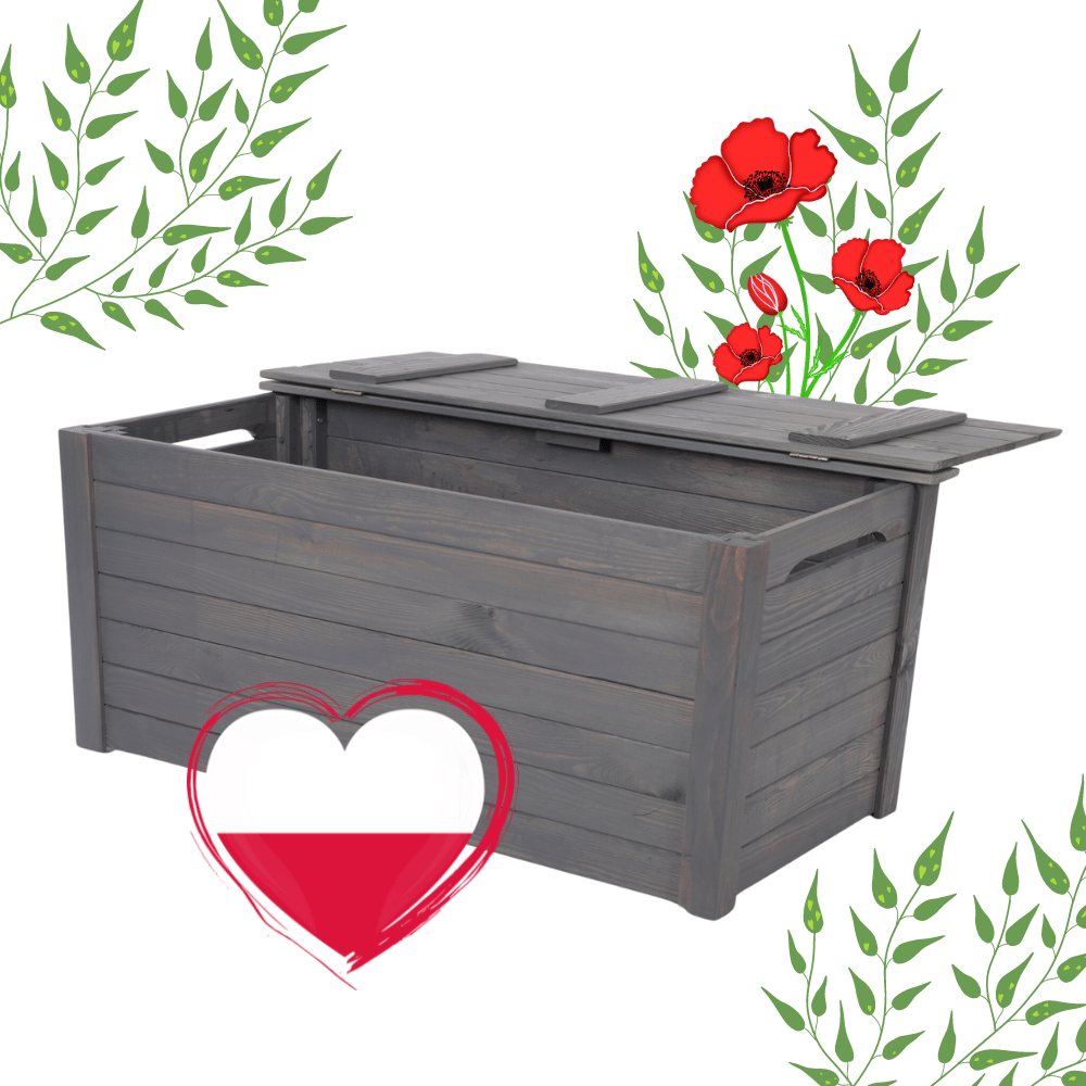 Skrzynia ogrodowa drewniana na zabawki kufer na balkon taras do domu 190L