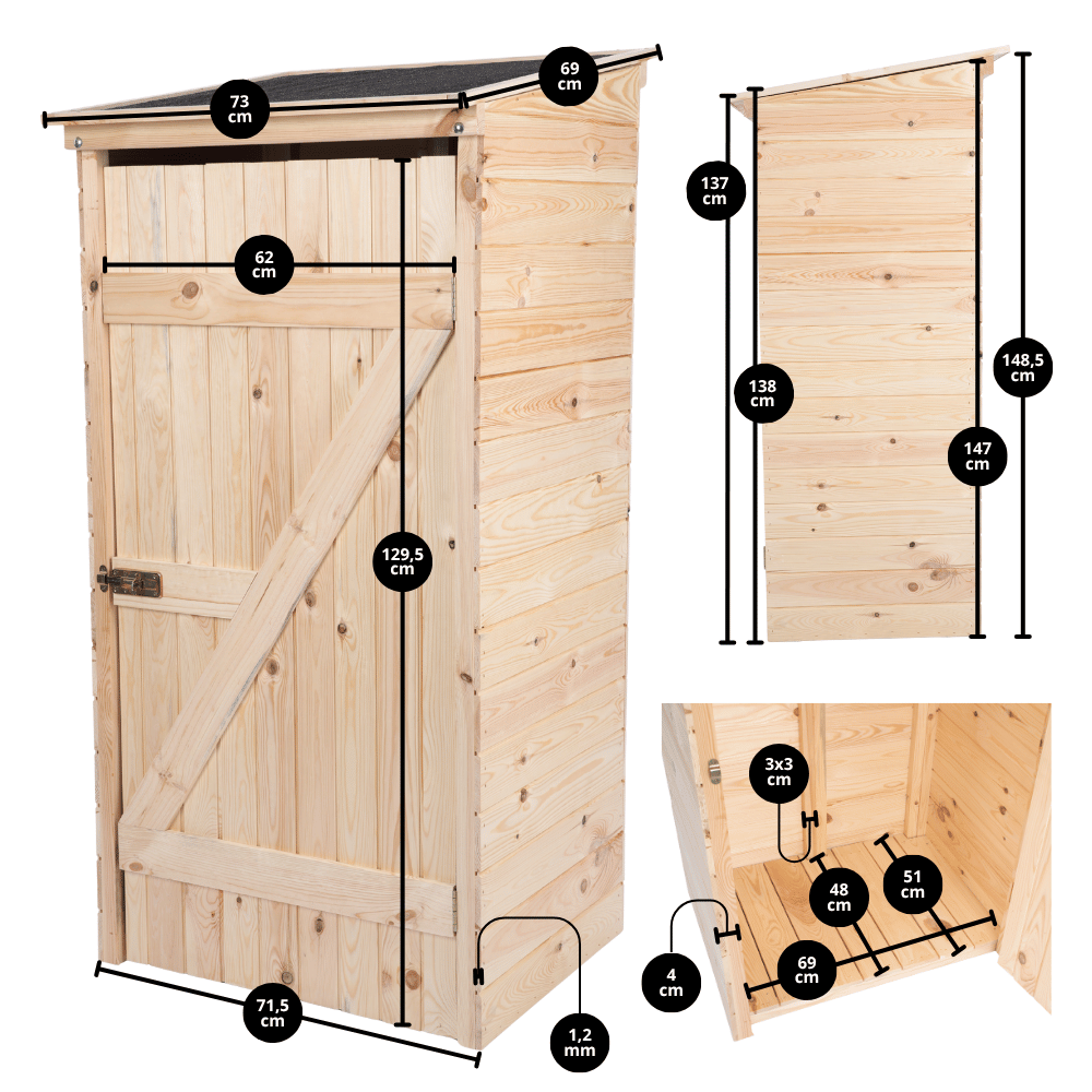 Domek narzędziowy DREWNIANY ogrodowy schowek szopa na narzędzia 149cm MOCNY