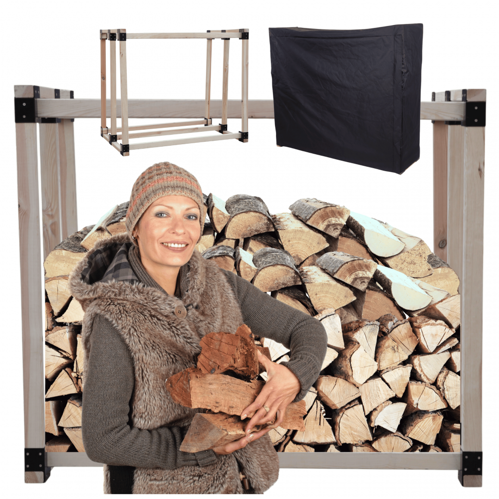 Stojak na drewno kominkowe wiata z pokrowcem drewutnia 0,8 m3 EKO SOLIDNY