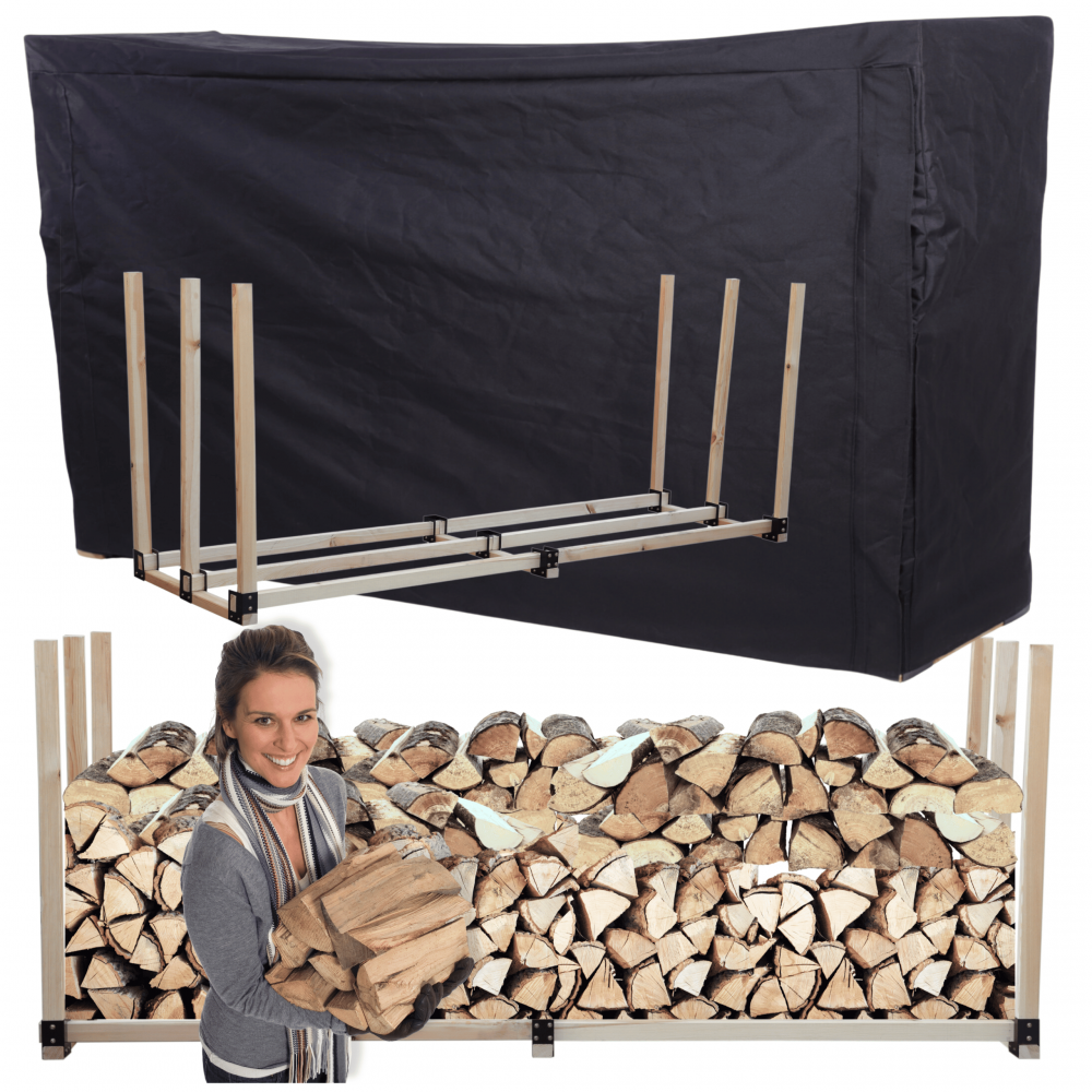 Stojak na drewno kominkowe wiata z pokrowcem drewutnia 1,9 m3 EKO SOLIDNY