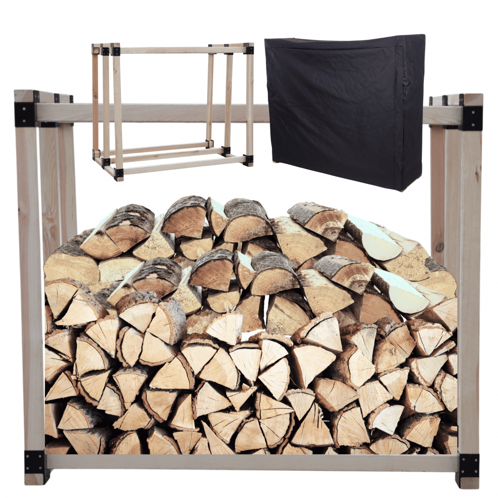 Stojak na drewno kominkowe wiata z pokrowcem drewutnia 1,1 m3 EKO SOLIDNY
