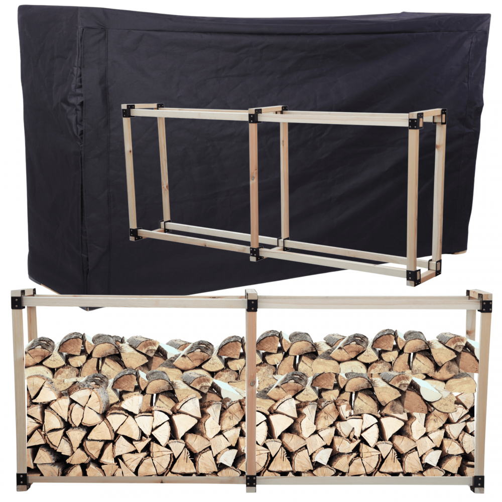 Stojak na drewno kominkowe wiata z pokrowcem drewutnia 1,1 m3 EKO SOLIDNY