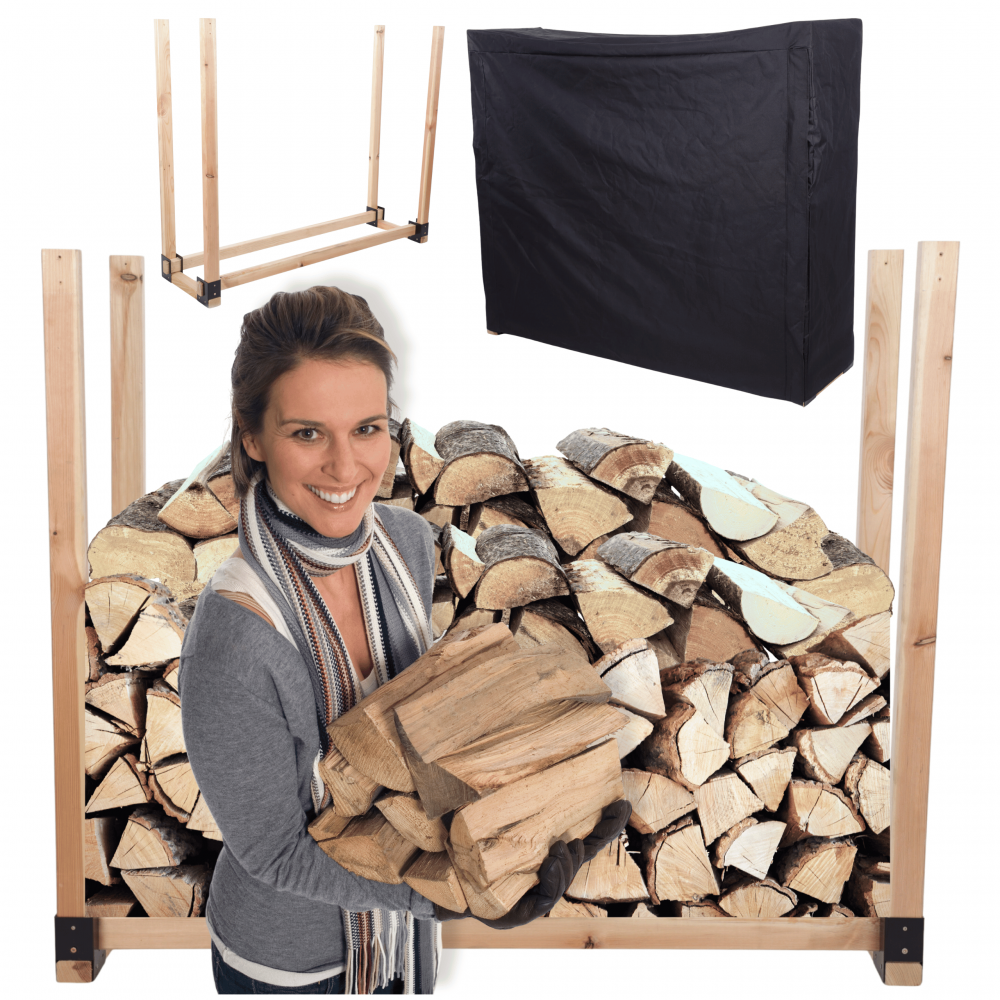 Stojak na drewno kominkowe wiata z pokrowcem drewutnia 0,5 m3 EKO SOLIDNY