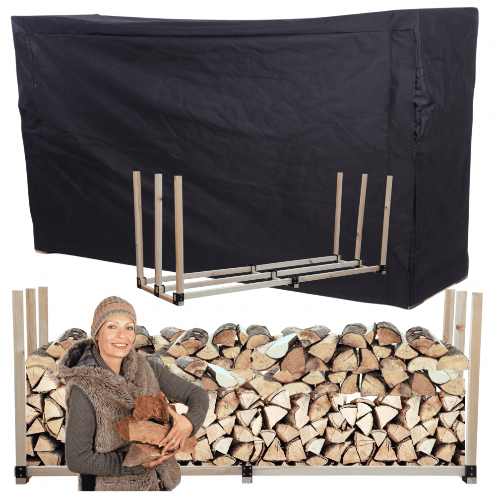 Stojak na drewno kominkowe wiata z pokrowcem drewutnia 2,4 m3 EKO SOLIDNY