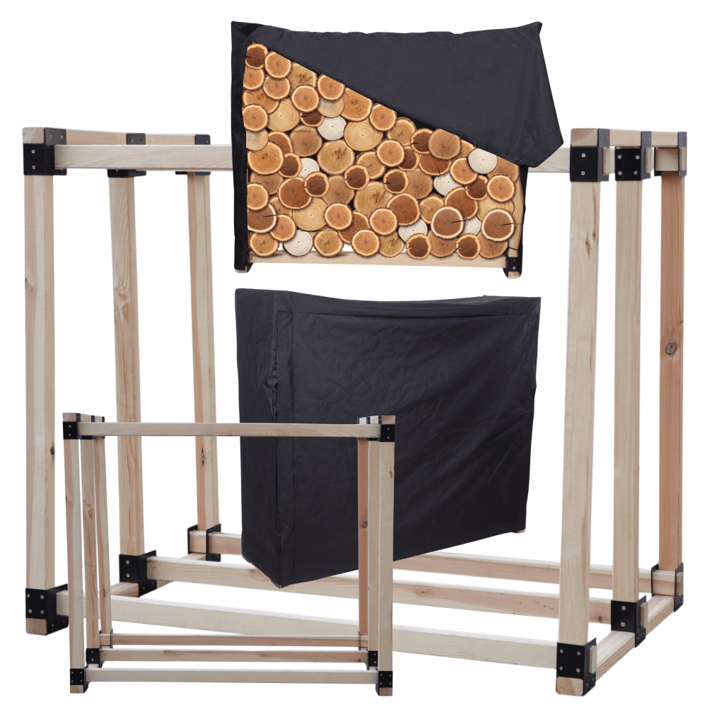 Stojak na drewno kominkowe wiata z pokrowcem drewutnia 1,4 m3 EKO SOLIDNY