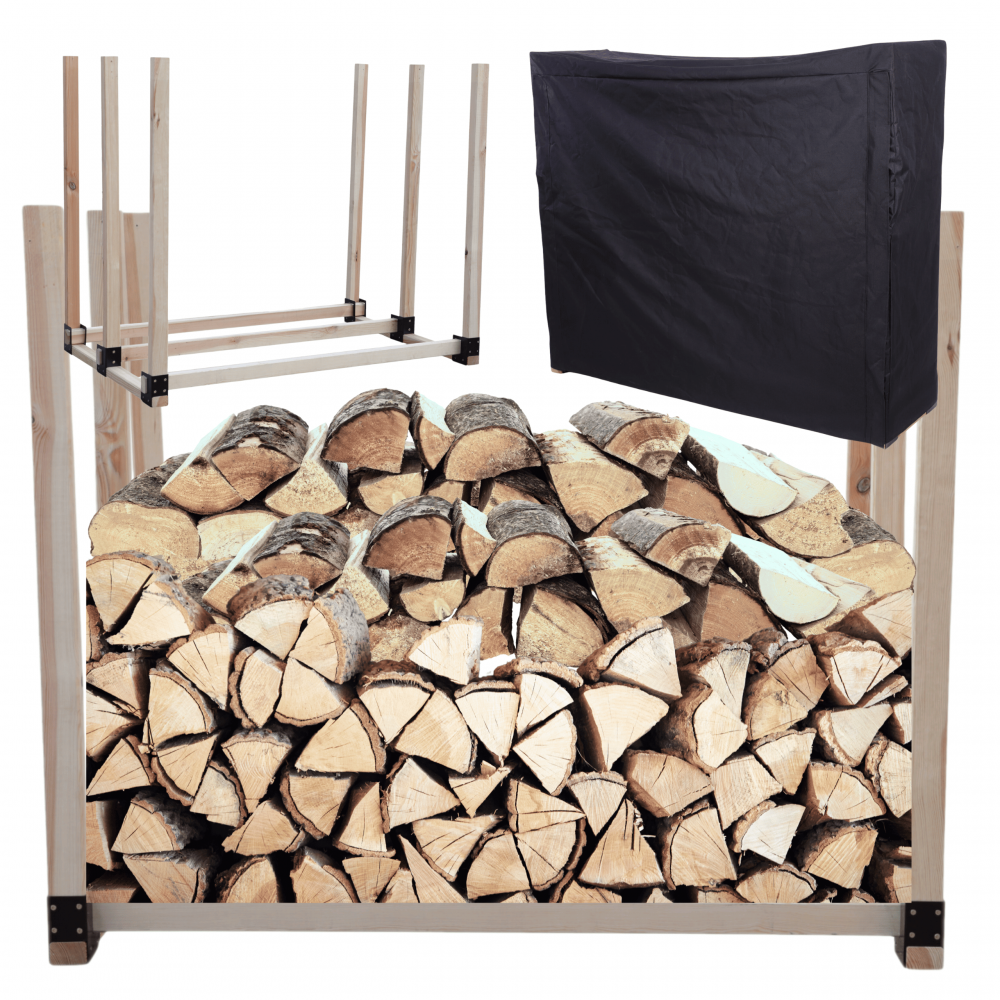 Stojak na drewno kominkowe wiata z pokrowcem drewutnia 1,5 m3 EKO SOLIDNY