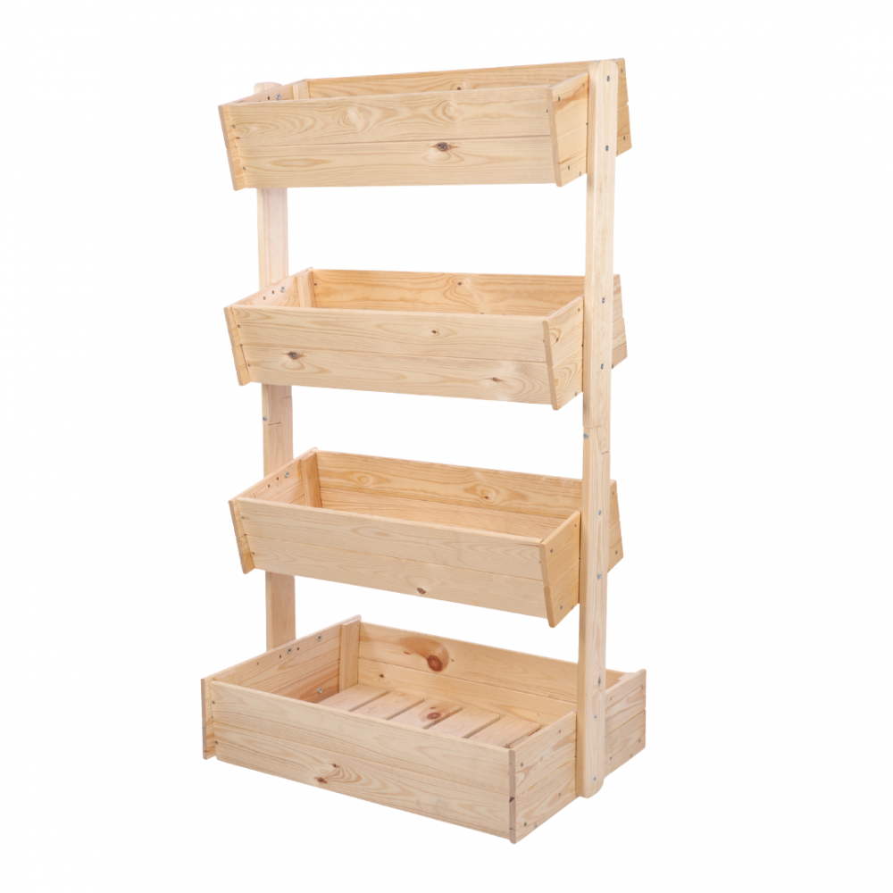 Drewniany kwietnik pionowy 146 cm 4 półki kolor naturalny zioła ECO