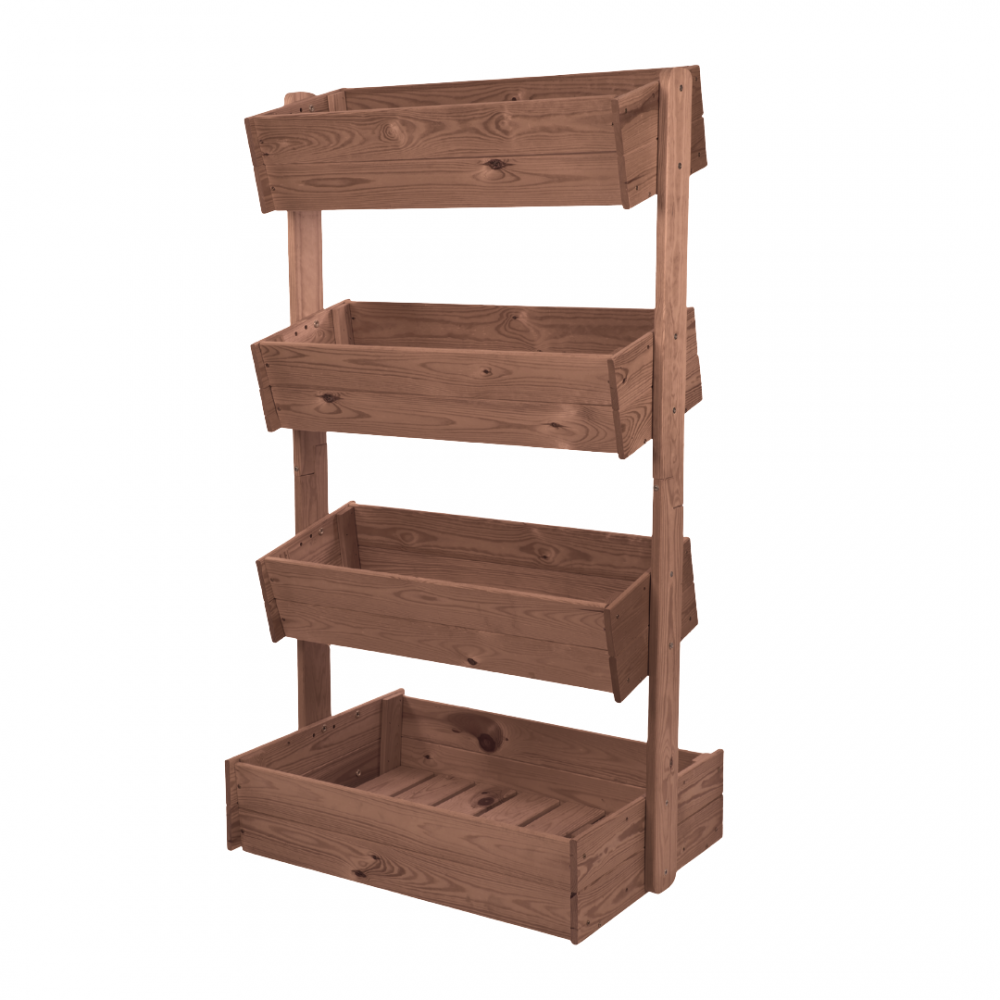 Kwietnik tarasowy drewniany 146 cm 4 półki impregnacja brązowa kwiaty ECO