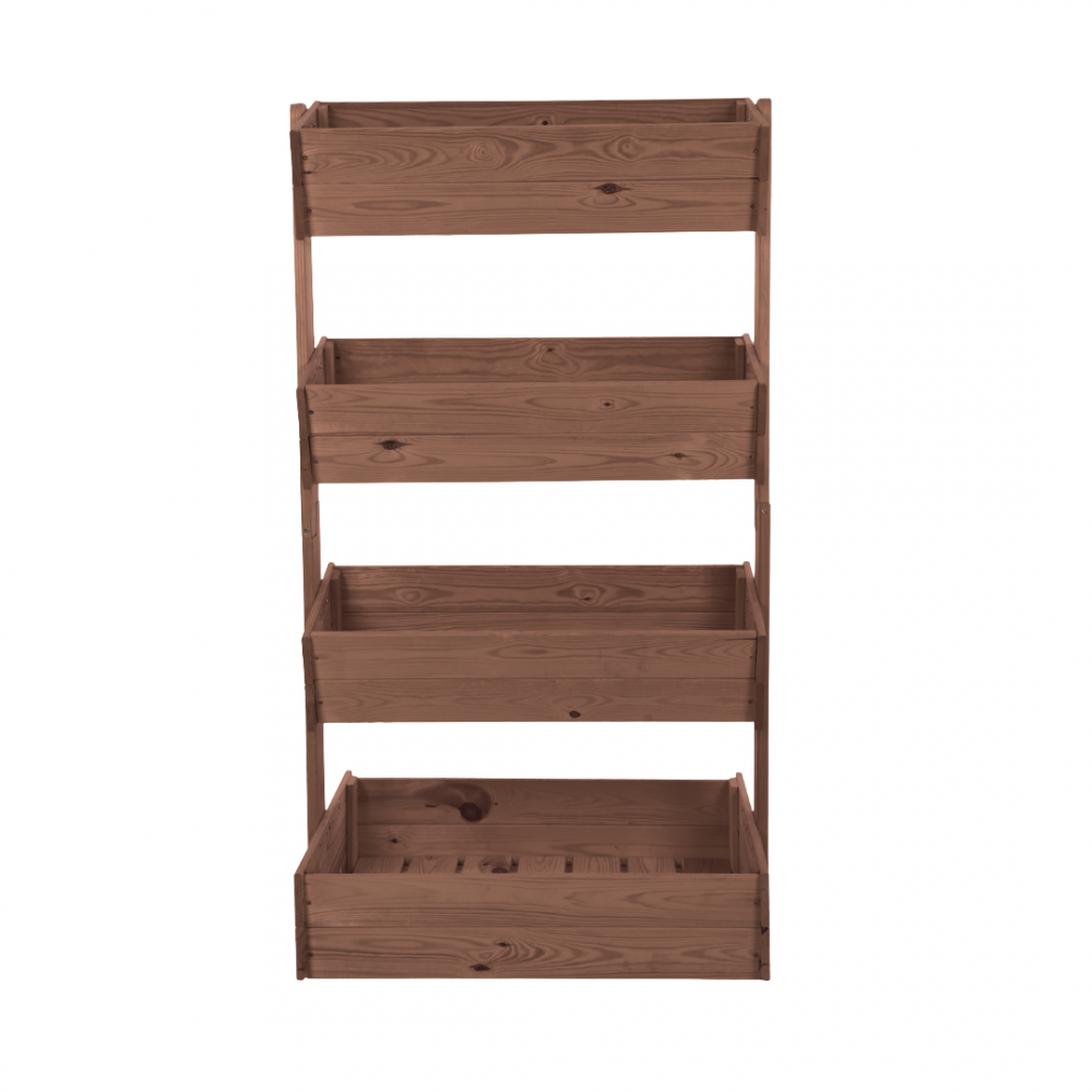 Kwietnik tarasowy drewniany 146 cm 4 półki impregnacja brązowa kwiaty ECO