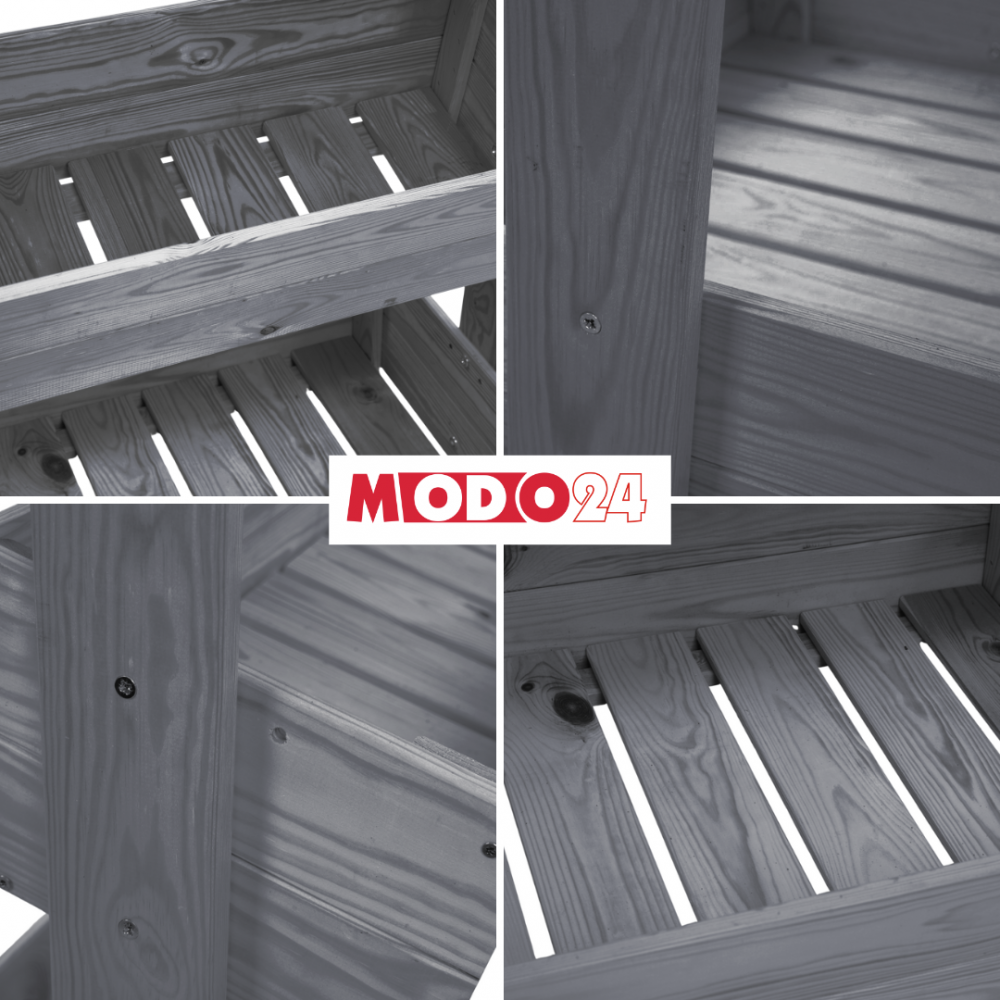 Kwietnik balkonowy drewniany 146 cm 4 półki impregnacja szara stojak ECO