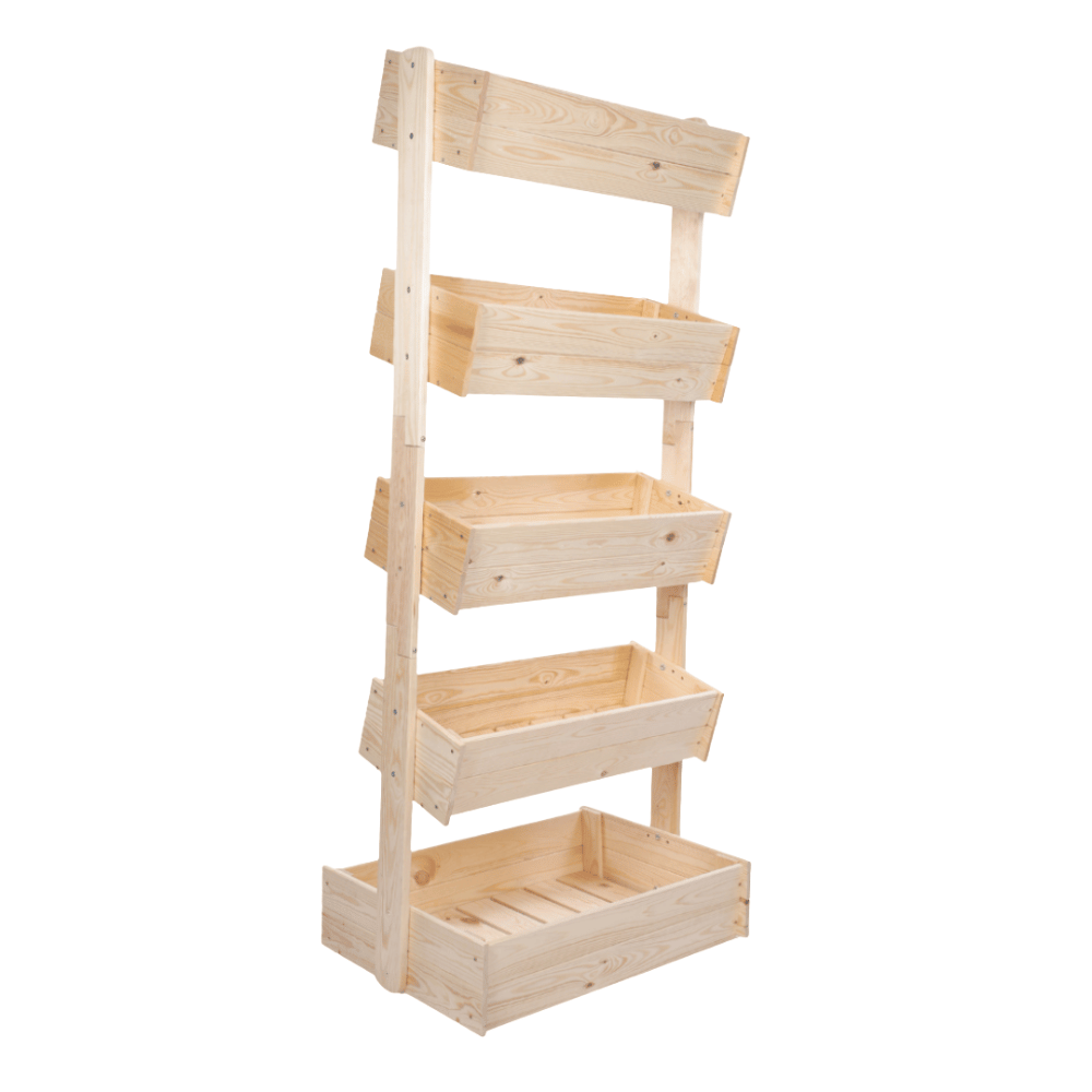Drewniany kwietnik pionowy 187 cm 5 półek impregnacja bezbarwna rośliny ECO