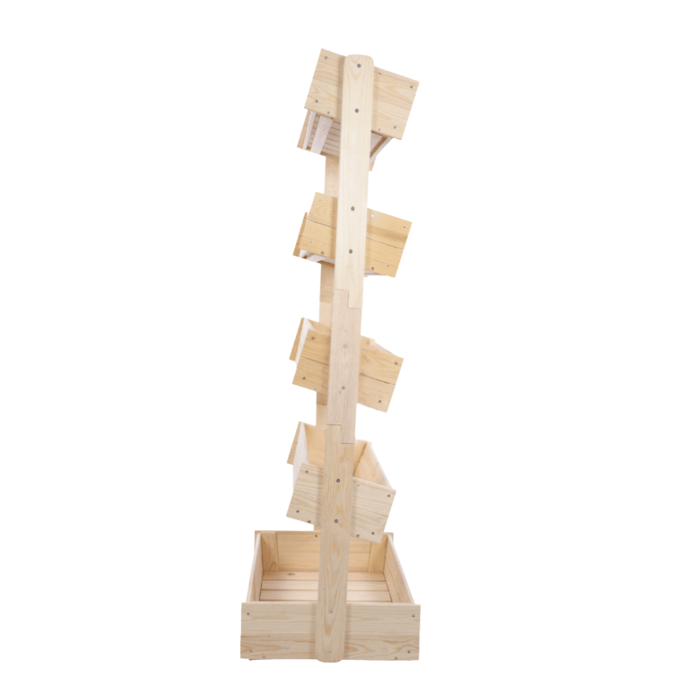 Drewniany kwietnik pionowy 187 cm 5 półek impregnacja bezbarwna rośliny ECO