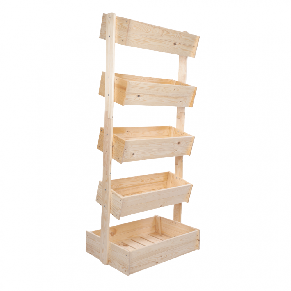 Drewniany regał na kwiaty 187 cm 5 półek kolor naturalny balkonowy ECO